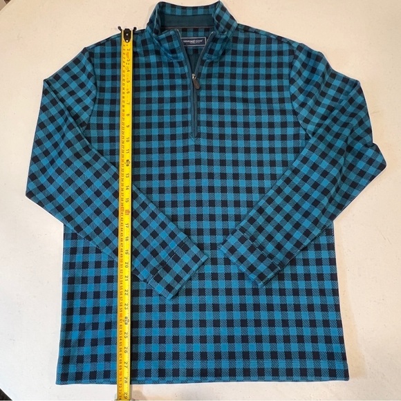 Vineyard Vines Quarter Zip Pullover Maritime Blue Black Gingham Plaid NWOT Med - Picture 2 of 6